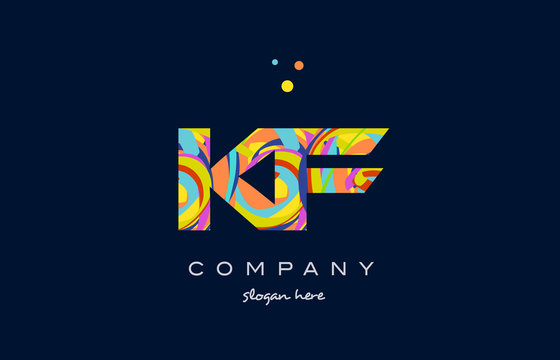 kf k f colorful alphabet letter logo icon template vector