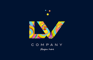 ,  l v colorful alphabet letter logo icon template vector