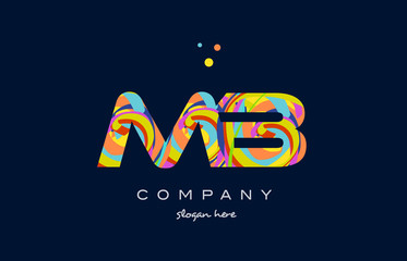 mb m b colorful alphabet letter logo icon template vector