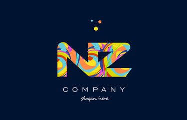 nz n z colorful alphabet letter logo icon template vector