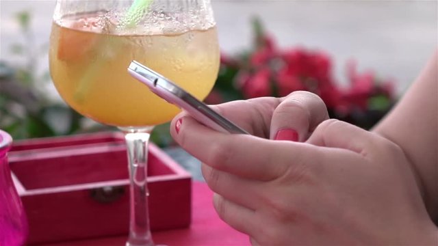 High quality video of woman using phone in real 1080p slow motion 250fps