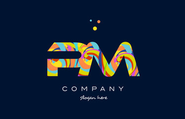 pm p l colorful alphabet letter logo icon template vector