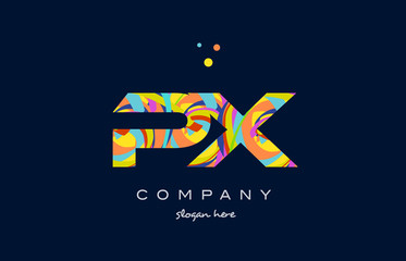 px p x colorful alphabet letter logo icon template vector