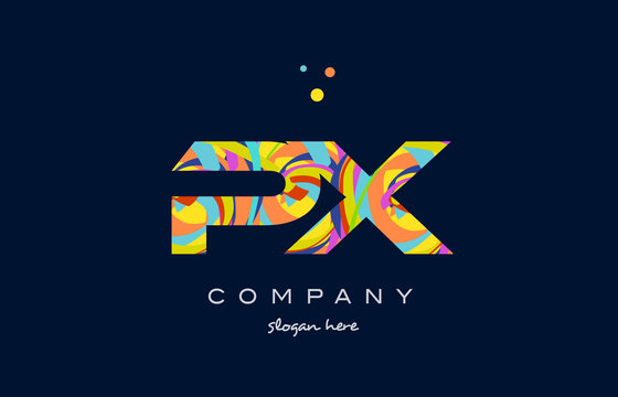 px p x colorful alphabet letter logo icon template vector