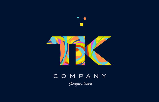 tk t k colorful alphabet letter logo icon template vector