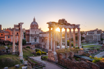 Fototapeta na wymiar Scenic view of Roman Forum at sunrise, Rome