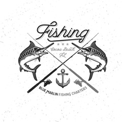 Fishing Vector Logo. Blue Marlin or Swordfish icon.