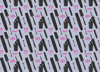 Fashion pattern. Make up collection. Vector template.
