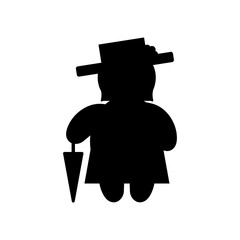 Victorian lady woman with umbrella icon