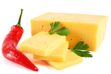 piece of cheese isolated on white background