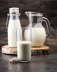 Milk jug and glass milk - healthy lifestyle concept