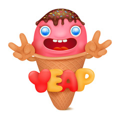 Ice cream emoticon cartoon character