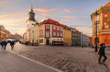 Intersection of ancient streets in the old town of Warsaw