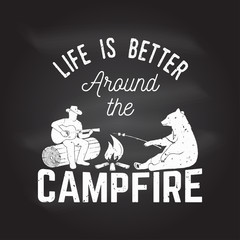 Obraz premium Life is better around the campfire. Vector illustration.