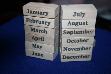 months of the year blue background
