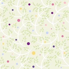 Floral seamless vector background with branches, leafs and berries