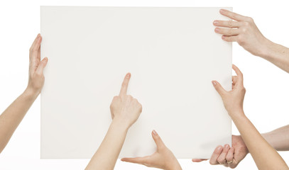 The hand points to something