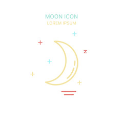 Color moon line style icon. Vector illustration