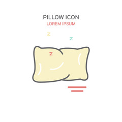 Pillow line style icon isolated vector illustration in color.