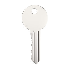 3D illustration gold silver key with keychain