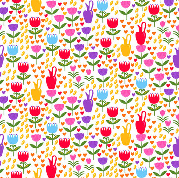 FLowers floral vese garden cute minimal seamless vector pattern