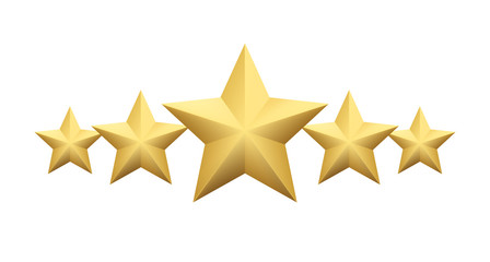 Fototapeta premium Set of Realistic metallic golden star isolated on white background. Vector illustration
