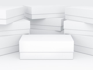 White shoe box packaging Mockup, stack of boxes for branding, 3d rendering