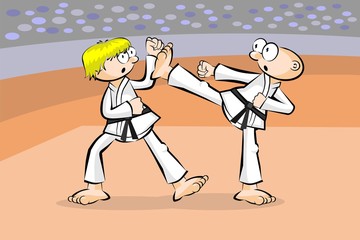 Two karate fighters