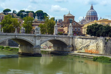 Fototapeta premium Vatican City from Ponte Umberto I in Rome, Italy