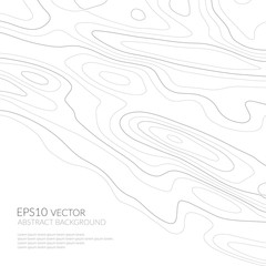 Abstract background with grey lines on a white background. Lines on a map. Monochrome image. Space for text.