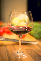 Red wine in wineglass.