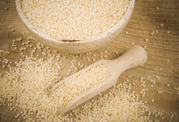 Dry millet groats. Healthy food and diet concept.