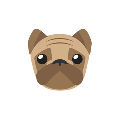 Obraz premium sad puppy pug icon isolated on white background. Dog head. Template for design your app or game
