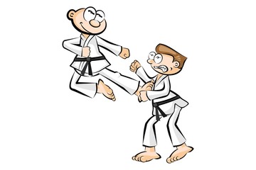 Karate fighters isolated on white