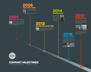 Infographic Timeline Template with pointers and photos