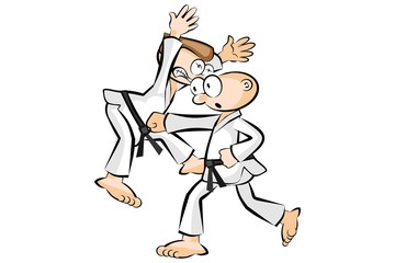 Show karate fight isolated on white