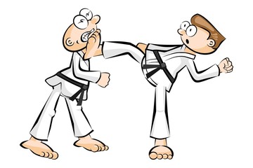 Show karate fight isolated on white