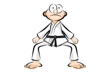 Karate man isolated on white background. Conceptual vector illustration about martial arts.