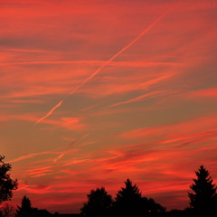 Coucher de soleil, ciel rouge 