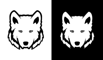Head of Wolf in black and white colors