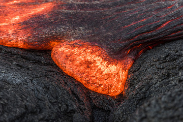 Flowing lava in Hawaii.