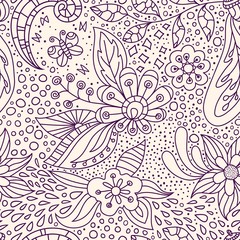 Vector floral background with hand made pattern. Lineart.