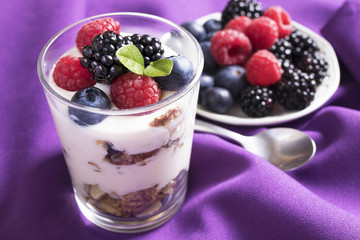 yogurt with berries, breakfasts and creative desserts