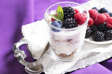 yogurt with berries, breakfasts and creative desserts