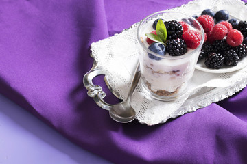 yogurt with berries, breakfasts and creative desserts