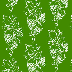 орнамент с виноградной лозой на зеленом фоне, векторная иллюстрация