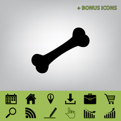 Bone sign illustration. Vector. Black icon at gray background with bonus icons at celery ones