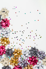 Holiday bows on white background
