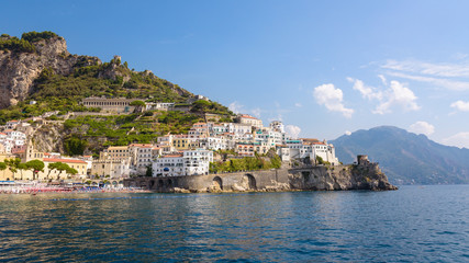 Fototapeta na wymiar Panorama of Amalfi town in Italy