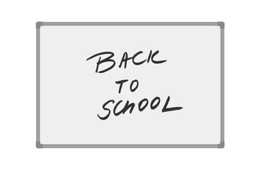 Vector illustration of whiteboard with handwritten text Back to school isolated on white background